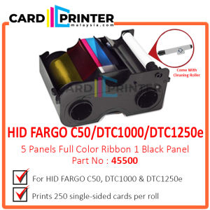 CARDPRINTERMALAYSIA EZ YMCKO HID FARGO C50/DTC1000/DTC1250e SERIES PRINTER CARD ID RIBBON CARTRIDGE CONSUMABLE / KAD ID PRINT - 45500