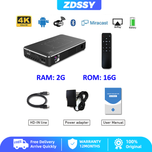 Zdssy P10II 150 Lumen DLP Hiển Thị 200 Inch Màn Hình Mini 4K 3D Xách Tay Trên Cao Máy Chiếu Android 9.0 Kép 2.4G 5G Wifi BT4.1 Thông Minh Proyector Đầy Đủ HD 1080P trò chơi video Beamer Với Cổng USB