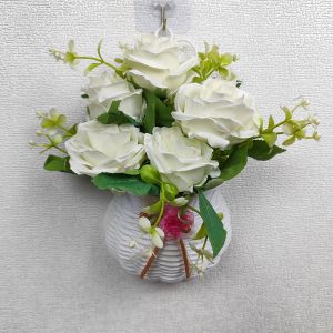 Azgalery PBP35 / Tanaman Hias Plastik Pot Bunga Mawar Rose Palsu Artificial Dekorasi Hiasan Pajangan Rumah Ornamen Gantung Mini Cantik Murah / COD