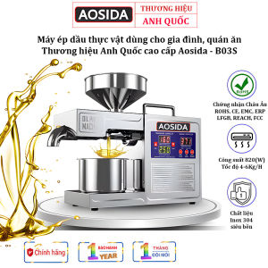 Máy ép dầu thực vật AOSIDA Thương hiệu Anh Quốc B03S Công suất lên tới 820W Năng suất ép 4-6 kg/giờ - Bảo Hành 12 Tháng