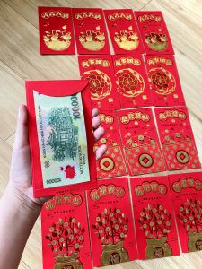 Combo 16 bao lì xì tết 3D ép nhũ kim cao cấp túi tiền hoa may mắn 2023 - có sẵn tại HCM