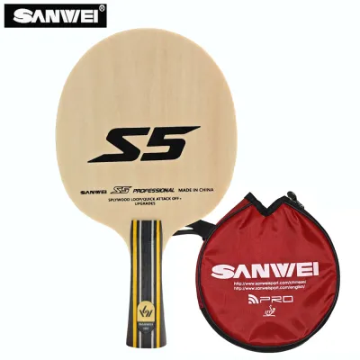 Original SANWEI S5 Table Tennis Blade OFF+ Ping Pong Blade 5‑Ply All‑Wood Ping Pong Bats Paddle with Good Control