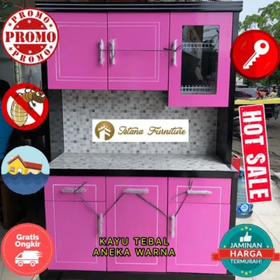 MURAH! LEMARI SAYUR / LEMARI DAPUR / RAK PIRING KAYU MINIMALIS 3 PINTU