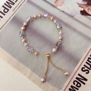 Natural Freshwater Pearl Bracelet For Girls With A High-End Feel Niche Design Crystal Bracelet And Best Friend Jewelry天然淡水珍珠手链女生高级感Ins小众设计水晶手串闺蜜手饰品