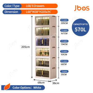 Jbos Foldable cabinet for clothes magnetic suction door stackable multi-layer with wheels Plastic wardrobe storage box