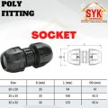 SYK Poly Fitting Poly Pipe Connector HDPE Poly Fitting Smart Coupler Elbow Tee End Cap Sambungan Paip Air. 