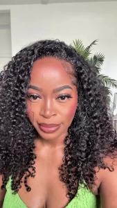 20 Inch Kinky Curly Half Wig 3-in-1 Upgrade Synthetic Half Wig with Drawstring 210% Density Seamless Clip-In & Flip-Over Headband Wig for Women Wear and Go Beginner Friendly Natural Black