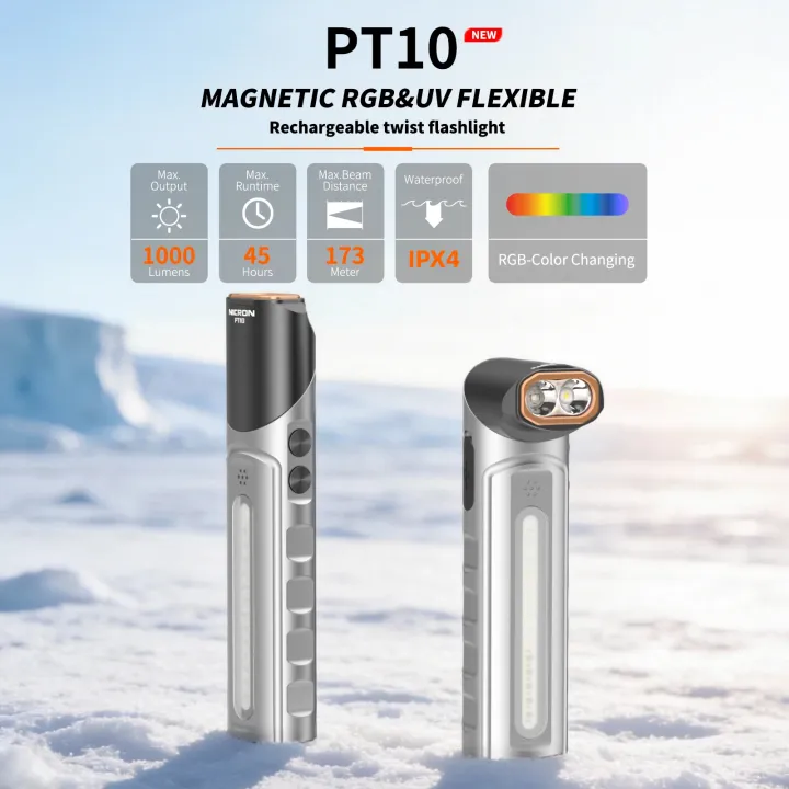 NICRON%20PT10%20Rechargeable%20Flashlight,%201000%20Lumens%20EDC%20Flat%20Flashlight%20with%2090%C2%B0%20Rotatable%20Head%20and%20Strong%20Magnet,%204%20Modes%20White/UV/Warm/RGB,%20IPX4%20Waterproof,%20Hands%20Free%20Flashlight%20for%20Camping,%20Emergency%20-%20Image%203