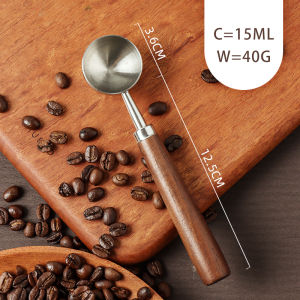 Vision Retro 304 Stainless Steel Coffee Scoop with Wood Handle 15ml/30ml Measuring Spoon Dry & Liquid Measuring Spoon for Cooking and Baking