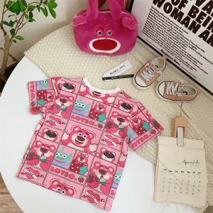 J&B 1-10Yrs Girl Kids Summer Kuromi Short-Sleeve T-Shirt Cute Lotso Bear Shirt Baju Budak Perempuan女童卡通短款上衣