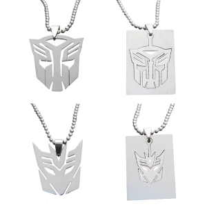 Stainless Steel Punk Styles Necklace with Autobots Pendant and Optimus Primes Decepticon Logos for Men Casual Wear