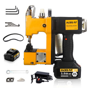 KEELAT Mesin Jahit Cordless Sewing Machine Portable Gunny Bag Woven Bag Sewing Machine Sack Packing Machine Electric Home Crafting Mending Overlock with battery 便携式缝纫机