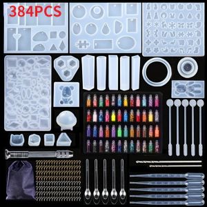 STRONGI Clear Epoxy Resin Epoxy Resin Mold Kits Glitter Power Set Bear Casting Mold Jewelry Casting Mould Kit Starter Kit 1:1 Ratio Epoxy Resin Molds Kit Jewelry Making