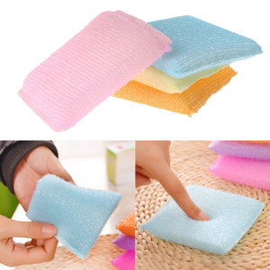 4pcs/set Soft Sponge Scouring Pads Dish Bowl Kitchen Cleaning Scrub Scrubber Pad