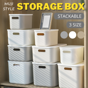 IMP HOUSE Stackable Plastic Storage Box with Lid Smooth Finishing Home Organizer Wardrobe Organizer