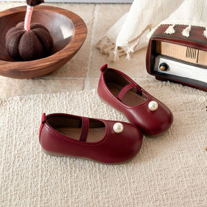 [Free Shipping] Leather Shoes 2026 Spring And Autumn New Korean Style Girls Fashionable Versatile Princess Shoes Korean Style Velcro Casual Non-Slip Flats