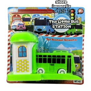 Mainan Anak Little Bus Station MT 42 Set Garasi Bus Pull Back Murah | Mainan Bus Tayo Anak Pelontar Tayo Garasi Tekan Dan Jalan Bahan Plastik | Mainan Anak Mobil Mobilan Bus Mini Set Garasi