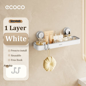 Ecoco Bathroom Organizer Kitchen Shelf Organizer for Toilet with Hooks Drill-Free 1-Press to Install