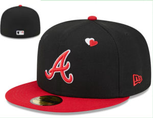 หมวกแก๊ปปิดหัว A-Line ปีกกว้างปักลายโดมแบบเต็มใบของทีม [Atlanta Braves]