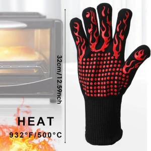 อดทนความร้อนได้สูงมากถุงมือสำหรับเตาอบไมโครเวฟกันลื่น1/2ชิ้นถุงมือเตาอบไฟบาร์บีคิวสารหน่วงไฟเกรด300-500เซนติเกรด