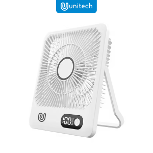 Kipas Angin Mini Portable Kotak Unitech ECOBREEZE MAX 5 Speed Mode + LED Baterai Indikator