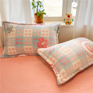 【discount store】2pcs Fluffy Plush Pillowcase for Winter Warm Soft Coral Fleece Pillowcase Cover 48x74cm Cartoon Kids Pillow Sham Cushion Cover
