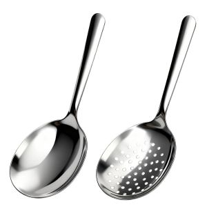 1/10Pcs Large Thickened Stainless Steel Soup Spoons Home Serving Spoons Long Handle Tablespoon Cooking Slotted Spoons Tableware Kitchen Accessory