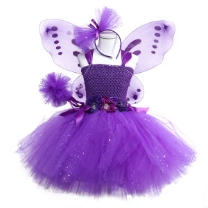 11.11 Halloween Carnival Chic Childrens Puffy Skirt Adorable Princess Stage Party Purple Handmade Tutu Dress Girls Birthday Skirt h2610