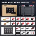 Ancel X7 HD 12V-24V OBD2 Scanner Máy quét hạng nặng Truck Duty Full Hệ thống Chẩn đoán Hỗ trợ mã hóa ECU +Kiểm tra hoạt động và 40 Chức năng Reset Chức năng Độc giả & Công cụ quét cho Howo /ISUZU /FOSU /HINO /CUMMINS. 