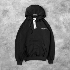 Hoddie pria Sweater hoodie casual pria wanita Jaket Sweater Hoodie ESSENTIALS full tag & lebel hitam