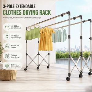 Clothes drying rack floor folding telescopicRust-resistant and sturdySave space