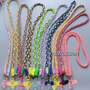 AUTOCARE X ป้องกันการสูญหาย สายคล้องโทรศัพท์แบบถัก ไนลอนทำจากไนลอน สีสันสดใส สายห้อยคอ แฟชั่นสำหรับผู้หญิง ถอดออกได้ สายคล้องไหล่ อุปกรณ์เสริมเสน่ห์โทรศัพท์