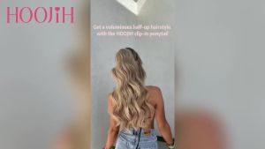HOOJIH Clip in Ponytail Extension Ponytail Extension 18 Inch Hair Ponytail Extension Wavy Ponytail Fluffy Soft Clip on Ponytail Synthetic Fiber Ponytail Hair Pieces for Women - Black