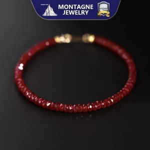Montagne Jewelry 18k Pure Gold Bracelet Faceted stone Design Fine Jewellery Natural Ruby Bracelets Cuff