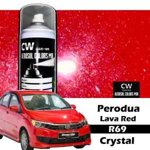 R69 Lava Red Perodua Axia Touch Up Paint CW Aikka Aerosol DIY Cat Spray Bottle 370ml Merah Axia Crystal 补漆 红色 Kereta