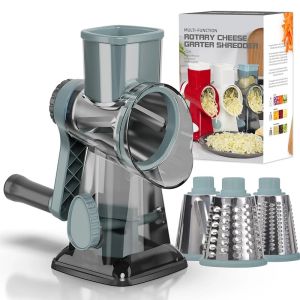 LMETJMA 3 in 1 Rotary Cheese Grater Versatile Manual Vegetable Slicer Peanut Nuts Grinder Cheese Vegetable Shredder Clear JT2422026