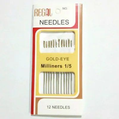 Jarum jahit 1/5 isi 12pcs dan 3/9 isi 16pcs Regal Gold Eye Miliners
