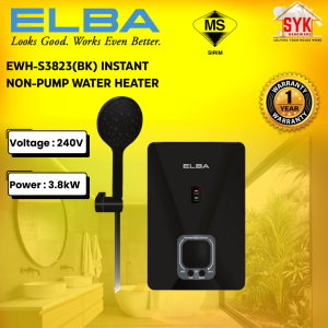SYK Elba EWH-S3823 (BK) Instant Water Heater Non Pump Bathroom Appliances Water Heater Pemanas Air Mandi Eletrik