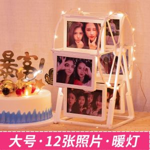 3R Ferris Wheel Photo Frame with Colored Lights Desktop Decorations Holiday Couple Gifts Holds 6/12 Photos