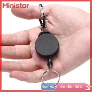 Ministar Móc chìa khóa có thể thu gọn màu đen dây thép cuộn dây móc chìa khóa Vòng Giữ huy hiệu
