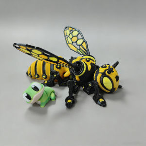Vixplorn Mechanical Bee Figure 3d Printed Cyberpunk Model Art Toy Movable Joints Detachable Wings Desktop Display Rumah Tangga