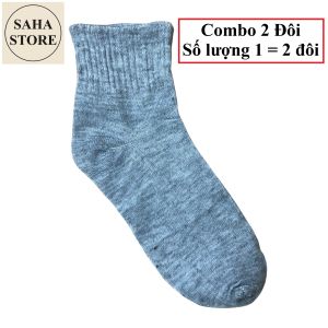Tất vớ nam cổ cao trung trơn SAHA962 basic cotton xịn mỏng mát thoáng khí khử mùi đen trắng xám thời trang công sở