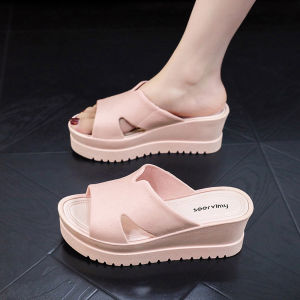 [Free Shipping] Trendy New Thick-Soled Sandals For Women Casual Waterproof Non-Slip Suitable For Showering With A Wedge Heel And Designed For Outdoor Wear Providing A Height Boost