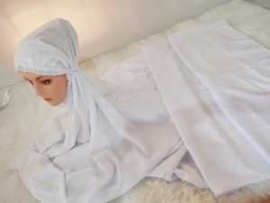 Mukena Terusan Lajuran Langsungan Dewasa Bordir Santri Putri Bahan Rayon Adem Motif Cemara