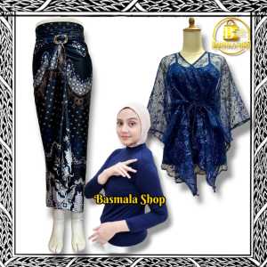 Basmala Shop - Rok Lilit Batik Bawahan Kebaya Dan Outer Pita Plus Manset Outfit Lengkap Kondangan