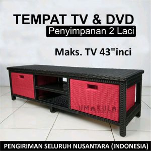 Rak Lemari Rotan Sintetis 6 Laci Buffet Bufet Meja TV 43inci Ruang Tamu Serbaguna Minimalis Murah