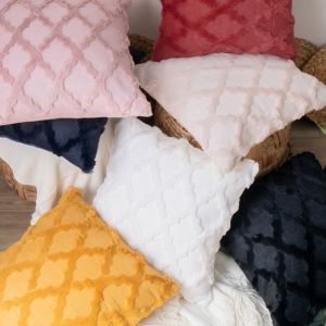 Gối Tựa Lưng Lông Dệt Nổi Hình Học Mạng Lưới