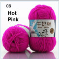 Milk cotton crochet knitting yarn 5 ply pink red color
