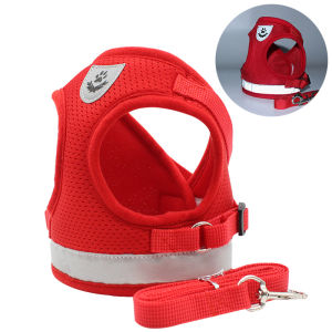 pet dog cat traction rope chest strap (with reflective strip) Small dog cat rabbit adjustable large vest fur strap traction rope