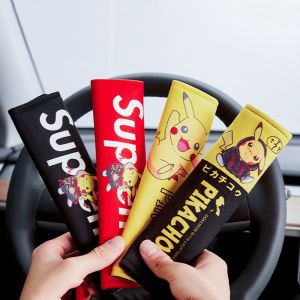 PENGQ น่ารักค่ะ สากล ภายในรถยนต์ อุปกรณ์เสริม ปรับ ตกแต่งรถ เด็กทารก playpens หมอนรองไหล่ คาร์ซีท Sleep positioner ผ้าคลุมป้องกันไหล่ Pikachu แผ่นรองไหล่เข็มขัดนิรภัยรถยนต์